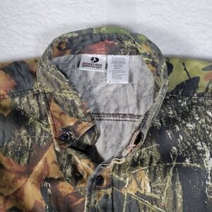 Mossy Oak Break-Up Shirt Mens Large Green Camo Button Down Long Sleeve Twill
